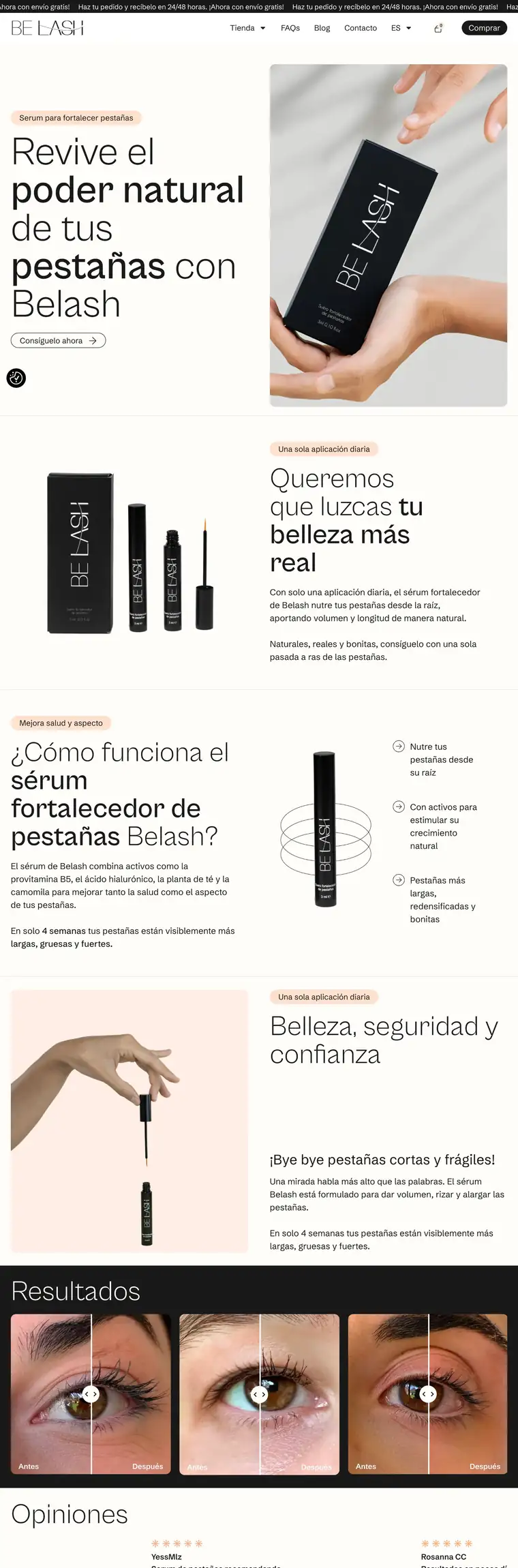 Sitio web de Belash desarrollado por Agencia Chicle