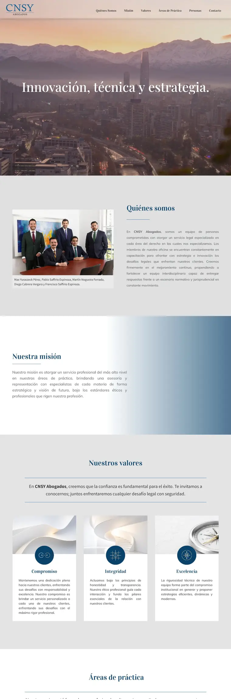 Sitio web de CNSY Abogados desarrollado por Agencia Chicle