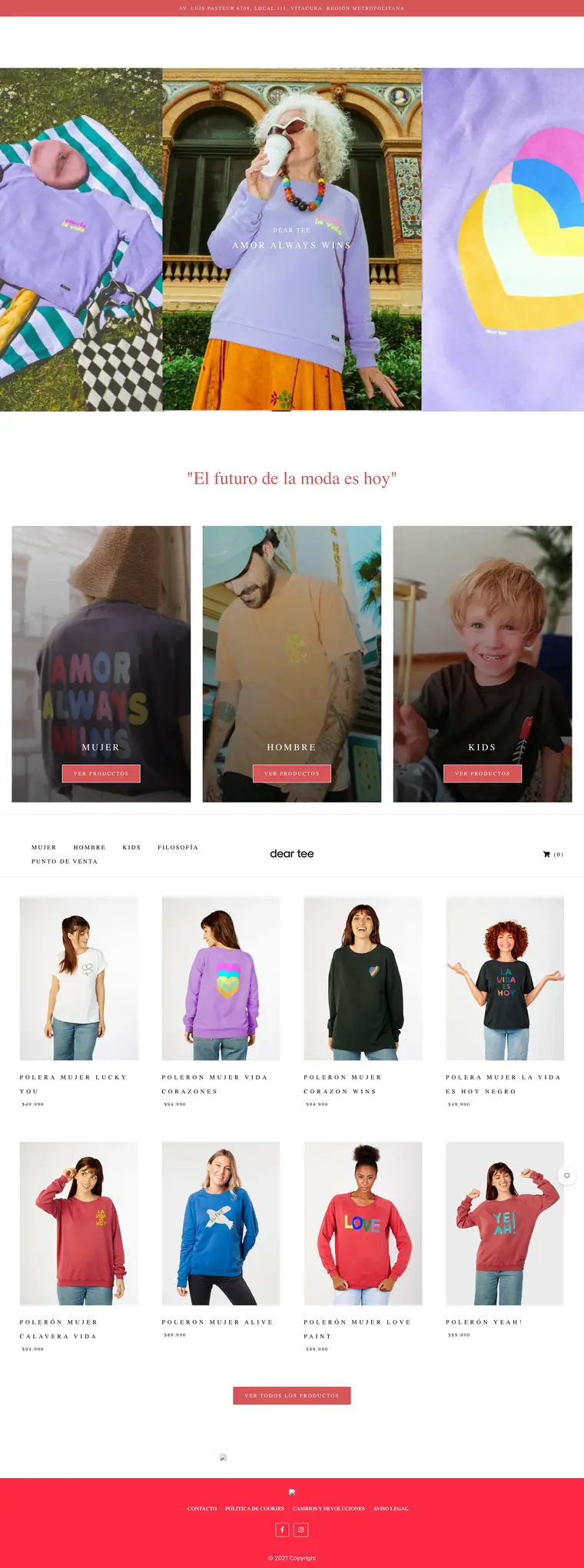 Sitio web de Dear Tee desarrollado por Agencia Chicle