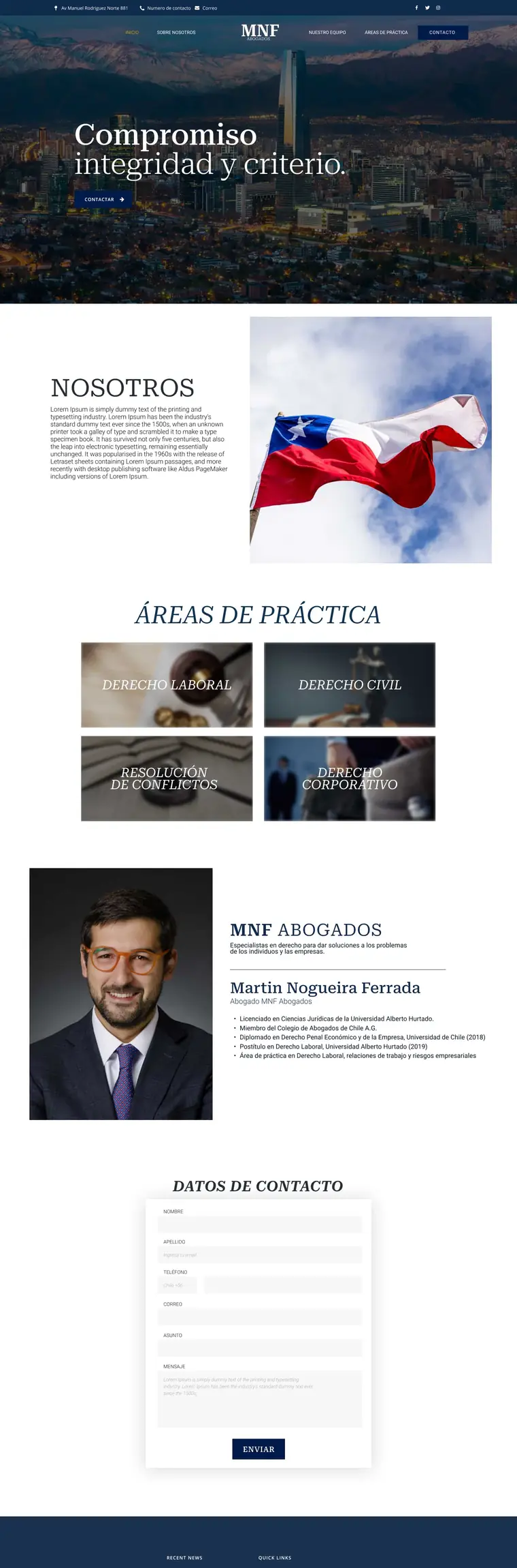 Sitio web de MNF Abogados desarrollado por Agencia Chicle
