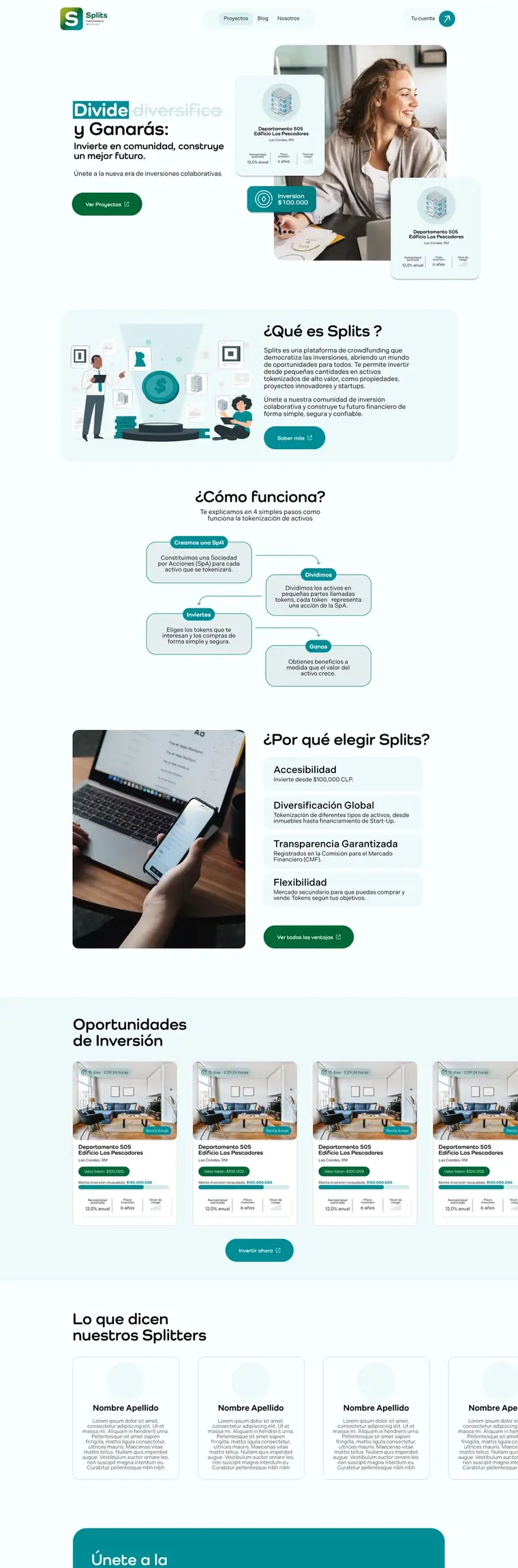 Sitio web de Splits desarrollado por Agencia Chicle